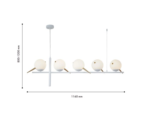 4107-5P, подвесная люстра, L1160xW150xH800/1200, 5xE27x60W