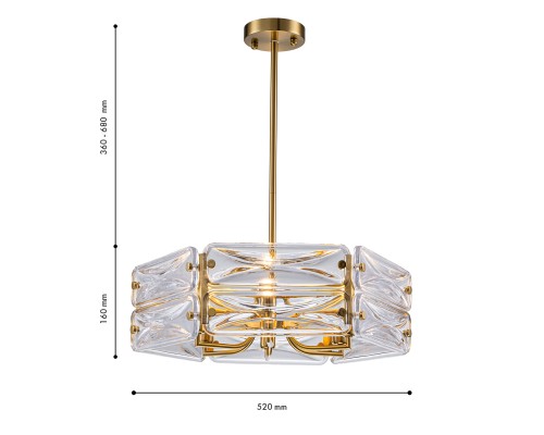 4764-6P, подвесная люстра, D520xH360/680, 6xE14x40W, excluded