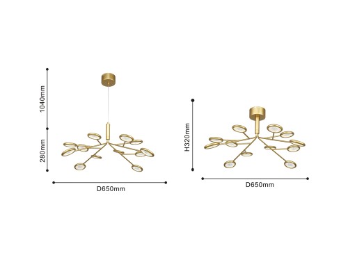 Подвесная/потолочная люстра F-Promo 4253-12P Mugs 12*LED*3W, 3060LM, 4000K D650*H320/1320мм