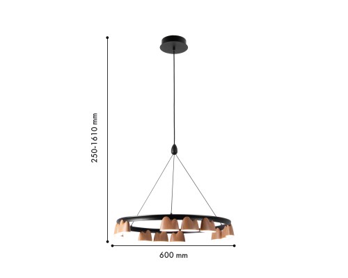 Подвесная люстра Favourite 4266-12P Interline LED*55W, 2400LM, 4000K D600*H250/1610мм