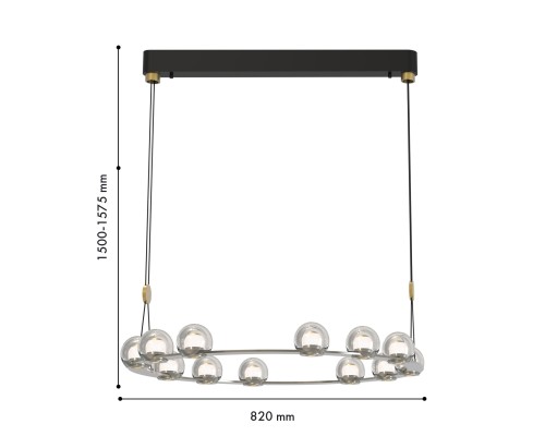 Подвесная люстра Favourite 4291-12P Rosio 12*LED*7.2W, 7000LM, 4000K D820*H1500/1575мм