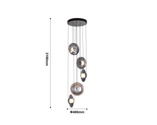 Потолочная люстра Favourite 4373-5P Rulle 5*LED*7.2W, 2520LM, 4000K, CRI>90 D400*H2190мм
