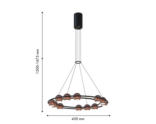 Подвесная люстра Favourite 4561-12P Sturm 12*LED*4W, 2880LM, 4000K D450*H1500/1675мм