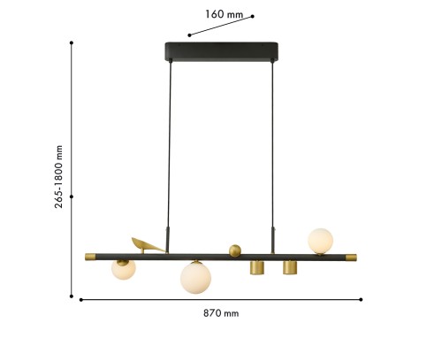 Подвесная люстра Favourite 4324-5P Sparrow 2*LED*6W + 3*LED*5W, 2160LM, 4000K L870*W160*H265/1800мм