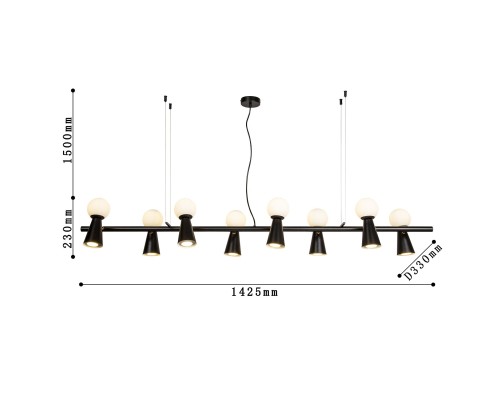 4095-8P, подвесная люстра, L1425xW330xH230/1730, 8xG9LEDx3W + 8xGU10x35W
