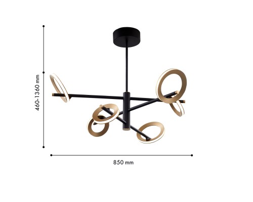 Потолочная люстра Favourite 4322-6P Jongleur 3*LED*7W + 3*LED*5W, 2880LM, 4000K D850*H460/1360мм
