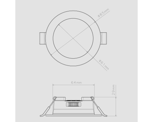 Врезной светильник Favourite 4644-1C Optima LED*5W, 420LM/460LM/440LM, 3000K/4000K/6500K, IP44, CRI>80, beam angle:120 D86*H30, вр.от.D68мм