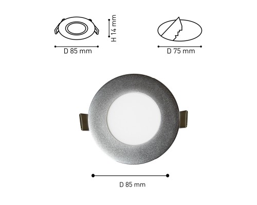 Набор панелей ультратонких (3шт + транс) Favourite 1660-3C Flashled белый 3 Вт ф85 мм 4000К