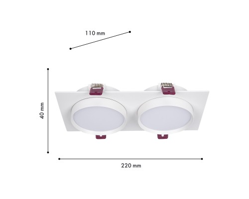 Врезной светильник Favourite 4649-2C Vasto 2*GX53LED*9W, IP20 L215*W108*H37, вр.от.L186*W92мм