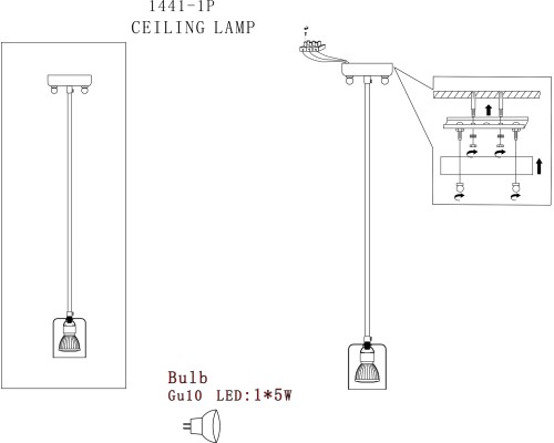 Подвес Favourite 1441-1P Actuel 1*GU10LED*5W, 400LM, 3000K D100*H1000мм