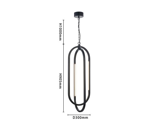 4009-4P, подвес, D300xH1000/2000, 2xLEDx7.2W + 2xLEDx6.5W, 2635LM, 4000K