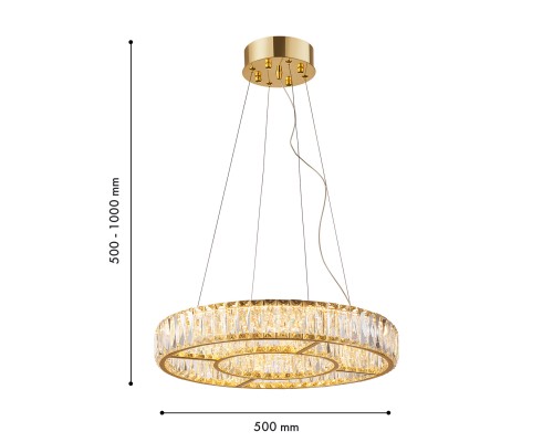 4780-5P, подвесная люстра, D500xH650/1150, LEDx43W, 7200LM, 3000/4000/6500K, remote control