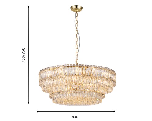 4781-18P, подвесная люстра, D800xH450/950, 18xE14x40W