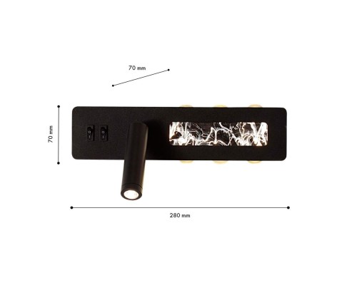 4692-1W, настенный светильник, D70xW280xH130, LEDx6.5W+LEDx16W, 55LM+1470LM, 4000K, included