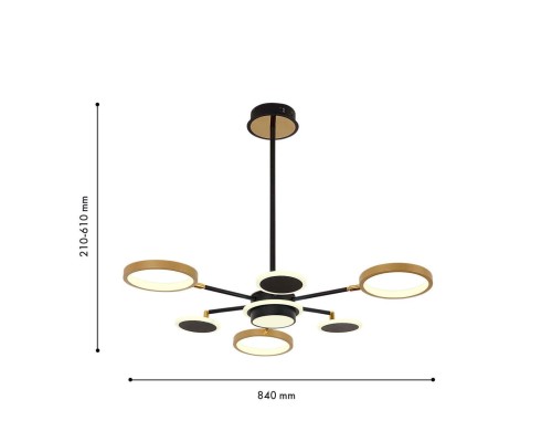 4687-7P, подвесная люстра, D840xH610, LEDx90W/45W/45W, 5980/3060/2940LM, 4000/6500/3500K, included, remote control