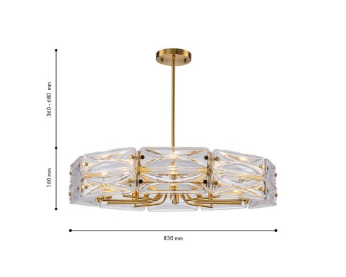 4764-10P, подвесная люстра, D830xH360/680, 10xE14x40W, excluded