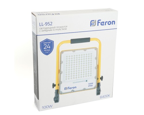 Светодиодный прожектор Feron LL-952 переносной с зарядным устройством IP66 100W 6400K