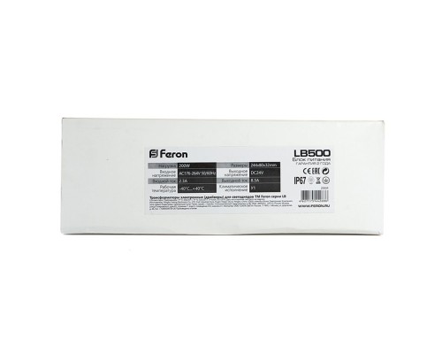 Трансформатор LB500 DC24V 200W IP67 244*80*32мм