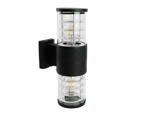 Светильник садово-парковый Feron.ONE DH0802-P, на стену вверх/вниз,  E27 230V, черный пластик