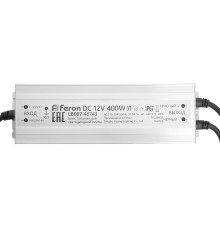 Трансформатор электронный для светодиодной ленты 400W 12V 245*77*41мм  IP67 (драйвер), LB007 FERON