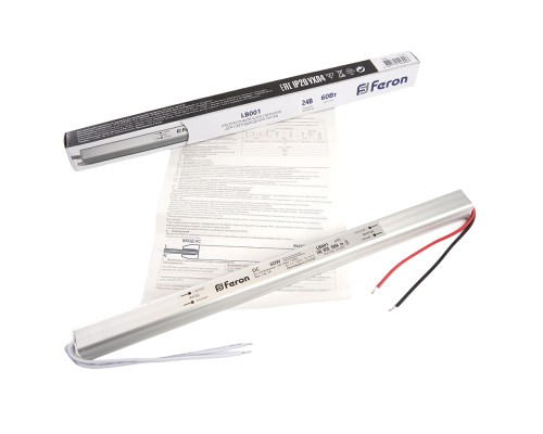 Трансформатор электронный для светодиодной ленты 60W 24V ( ультратонкий драйвер), LB001