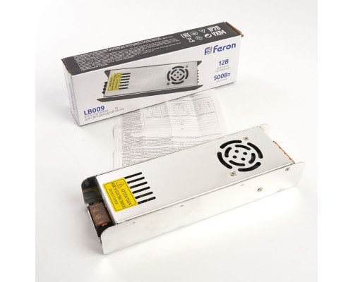 Трансформатор электронный для светодиодной ленты 500W 12V (драйвер), LB009  FERON