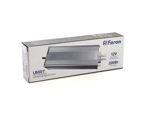 Трансформатор электронный для светодиодной ленты 200W 12V IP67 (драйвер), LB007 FERON