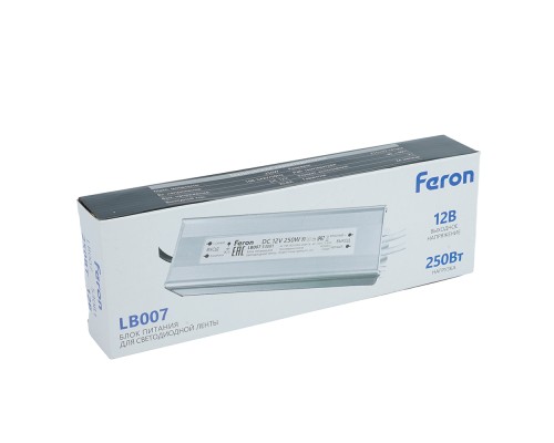 Трансформатор электронный для светодиодной ленты 250W 12V IP67 (драйвер), LB007 FERON