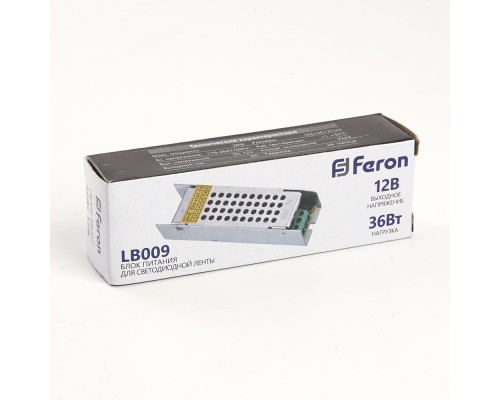 Трансформатор электронный для светодиодной ленты 36W 12V (драйвер), LB009 FERON