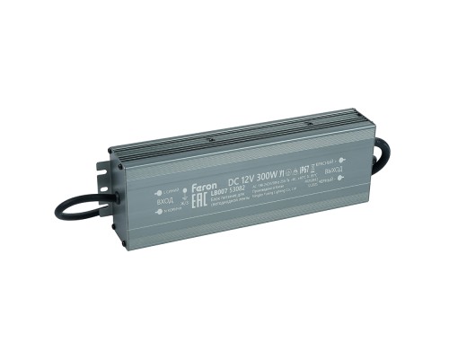 Трансформатор электронный для светодиодной ленты 300W 12V IP67 (драйвер), LB007 FERON