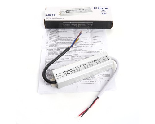 Трансформатор электронный для светодиодной ленты 20W 12V IP67 (драйвер), LB007 FERON