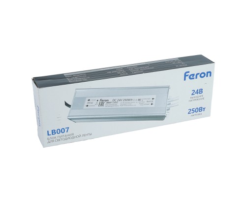 Трансформатор электронный для светодиодной ленты 250W 24V IP67 (драйвер), LB007 FERON