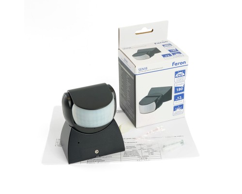 Датчик движения 1200W 12m 180° чёрный, SEN18