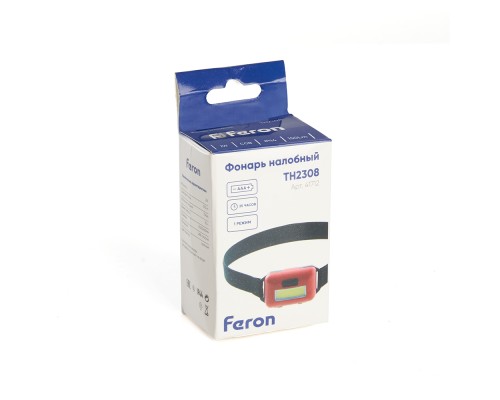 Фонарь налобный ЭКОНОМ FERON TH2308 на батарейках 3*AAA 2W COB IP44 пластик