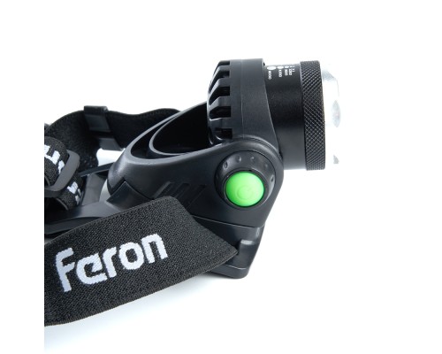 Фонарь налобный FERON TH2305 ZOOM c аккумулятором 5W, 2*18650 IP44 пластик/алюминий