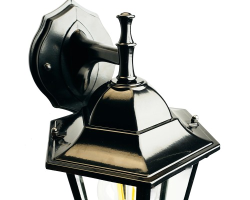 Светильник садово-парковый Feron 6102/PL6102 шестигранный на стену вниз 60W E27 230V, черный