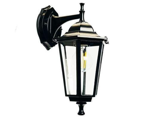 Светильник садово-парковый Feron 6102/PL6102 шестигранный на стену вниз 60W E27 230V, черный