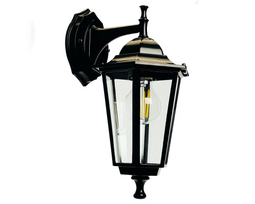 Светильник садово-парковый Feron 6102/PL6102 шестигранный на стену вниз 60W E27 230V, черный