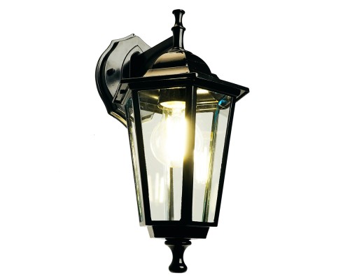 Светильник садово-парковый Feron 6102/PL6102 шестигранный на стену вниз 60W E27 230V, черный
