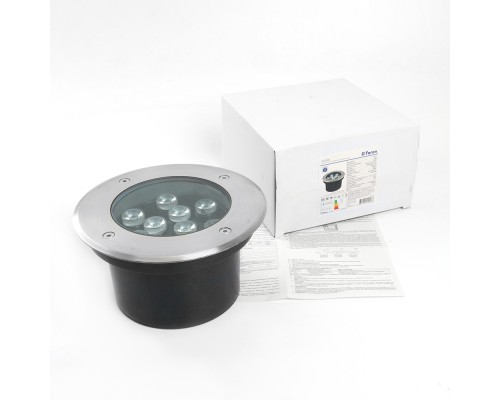 Светодиодный светильник тротуарный (грунтовый) Feron SP2803,10W, AC 12V, низковольтный, 4000К, металлик, D160*H90mm, вн.диаметр: 110mm, IP67