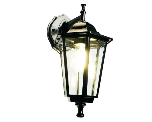 Светильник садово-парковый Feron 6102/PL6102 шестигранный на стену вниз 60W E27 230V, черный