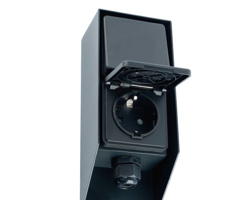Розетка уличная Feron TM201, 220-230V, 16A, IP44, 70*60*380мм, черный