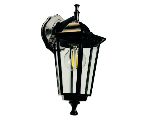 Светильник садово-парковый Feron 6102/PL6102 шестигранный на стену вниз 60W E27 230V, черный