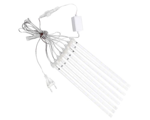 Светодиодная гирлянда Feron CL586 занавес Сосульки 4.5*0.5м +  сетевой шнур 3м, 5000K динамичный, c питанием от сети 230V, прозрачный шнур