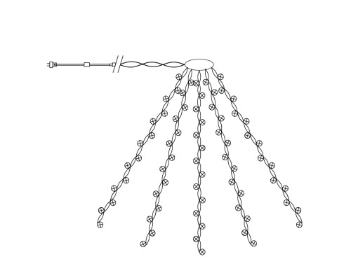 Светодиодная гирлянда Feron CL92 10 веток (5м) + 1,5м 230V 5000К c питанием от сети