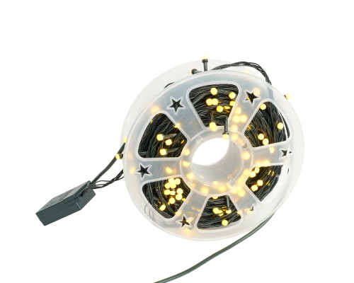 Светодиодная гирлянда на бобине Feron CL98 линейная 50м + 3м 230V 2700К, c питанием от сети, зеленый шнур