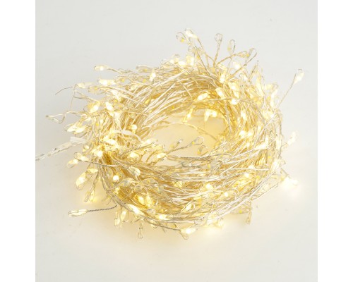 Светодиодная гирлянда Кластер (на проволоке) Feron CL584 линейная 400 LED 12м 2700К, c питанием от сети 230V, прозрачный шнур