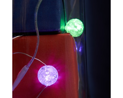 Светодиодная гирлянда Feron CL565 линейная Лед шарики, статичная 3м + 0.3м мультиколор с питанием от батареек, прозрачный шнур