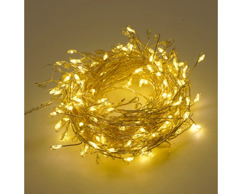 Светодиодная гирлянда Кластер (на проволоке) Feron CL584 линейная 400 LED 12м 2700К, c питанием от сети 230V, прозрачный шнур