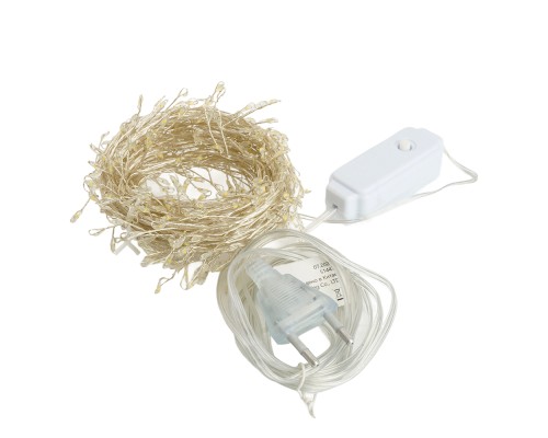 Светодиодная гирлянда Кластер (на проволоке) Feron CL584 линейная 400 LED 12м 2700К, c питанием от сети 230V, прозрачный шнур